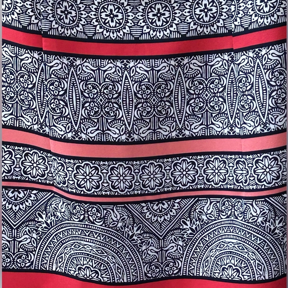 R&K Midi Shift Dress Navy White Coral Floral Size 12 - Picture 5 of 10